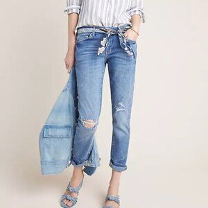 Anthropologie Pilcro Slim Boyfriend Distressed Jeans Medium Wash Womens Size 29
